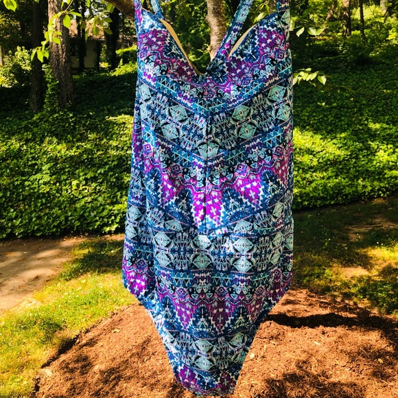 Blue and Purple Aztec Swimsuit - Picture 3 of 5